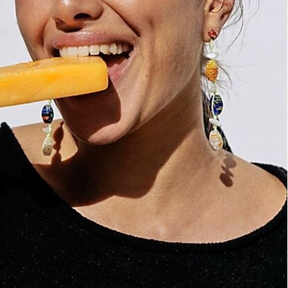 Free People Ariana Ost Voyage Dangle Earrings Artisanal Beaded Crystal Glass - Picture 5 of 8